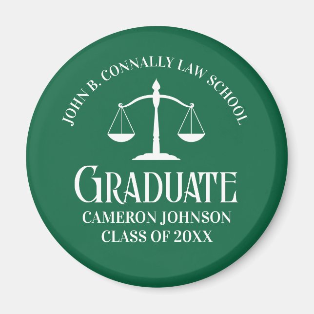 Anpassningsbar Grönt Law School Studenten Keepsak Magnet (Framsidan)
