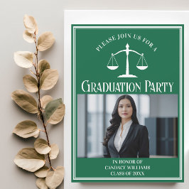 Anpassningsbar Grönt Law School Studenten Photo Pa Inbjudningar