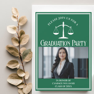 Anpassningsbar Grönt Law School Studenten Photo Pa Inbjudningar