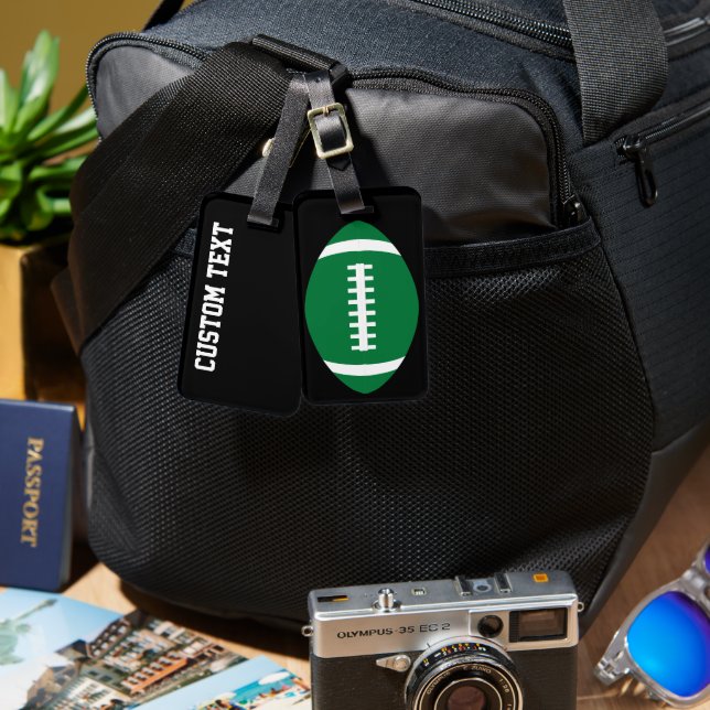 Anpassningsbar Grönt och Black Football Luggage Ta Bagagebricka (Fram & Baksida)