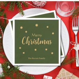 Anpassningsbar Grönt och Guld God jul Pappersservett