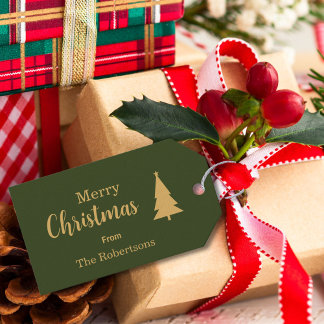 Anpassningsbar Grönt och Guld God jul Presentetikett