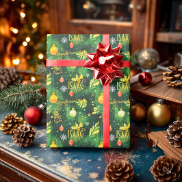 Anpassningsbar Grönt och Guld Helgdag Presentpapper