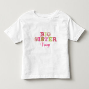 Anpassningsbar Grönt och Rosa Big Sister Shirt Tee