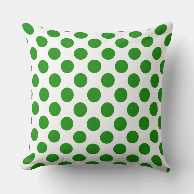Anpassningsbar Grönt Polka Dot Dekorativ kudde (Framsida)