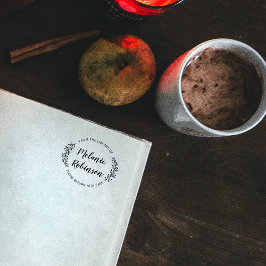Anpassningsbar Grönt runda botaniska från Bibliote Självfärgande Stämpel