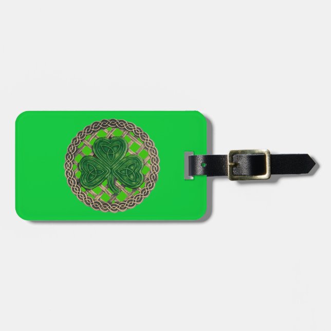 Anpassningsbar Grönt Shamrock Celtic Knots Luggage Bagagebricka (Horisontell Framsida)
