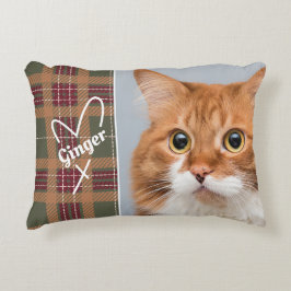 Anpassningsbar Grönt Tartan Photo Prydnadskudde