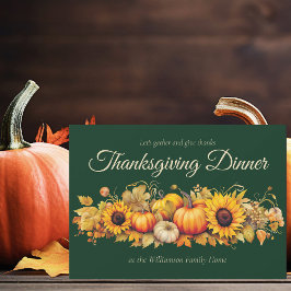 Anpassningsbar Grönt Thanksgiving Dinner Party Pum Inbjudningar