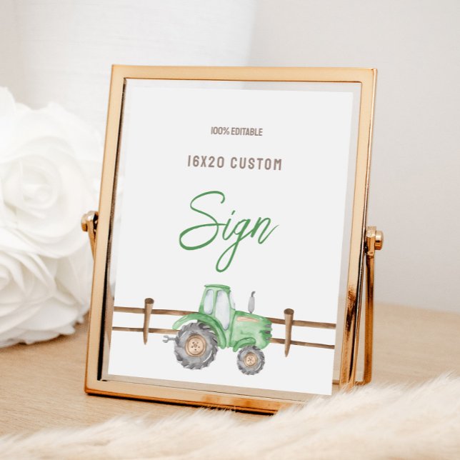 Anpassningsbar Grönt Tractor Sign Poster (Skapare uppladdad)