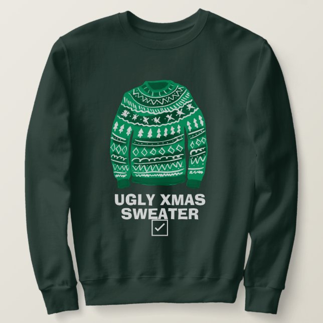 Anpassningsbar grönt Ugly Julafton Sweater party j Lång Ärmad Tröja (Design framsida)
