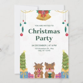 Anpassningsbar Grönt Vattenfärgad jul Party Inbjudningar