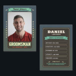 Anpassningsbar Groomsman Trading Cards, Roligt Bes<br><div class="desc">Lägg till en lekfull twist till bröllop med det här anpassningsbar Groomsman-handelskortet! Det är ett kreativ att hedra din bästa man eller dina bästa marskalkar med hjälp av fotoinformation, statistik och roligt. Perfekt som bröllop-keepsaké, kandidat-partiförmån eller unik frieri-idé är det här handelskortet för personliger en gåva som de aldrig kommer...</div>