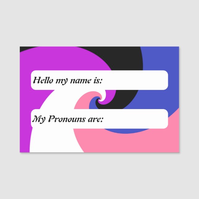 Anpassningsbar Groovy Spiral Genderfluid Pride Fla Namnbricka (Framsida)