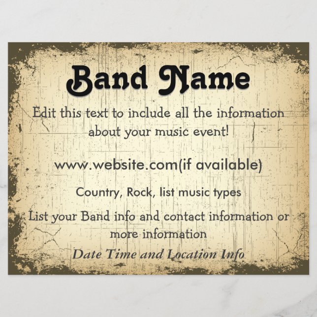 Anpassningsbar Grunge Band Reklamblad (Framsidan)