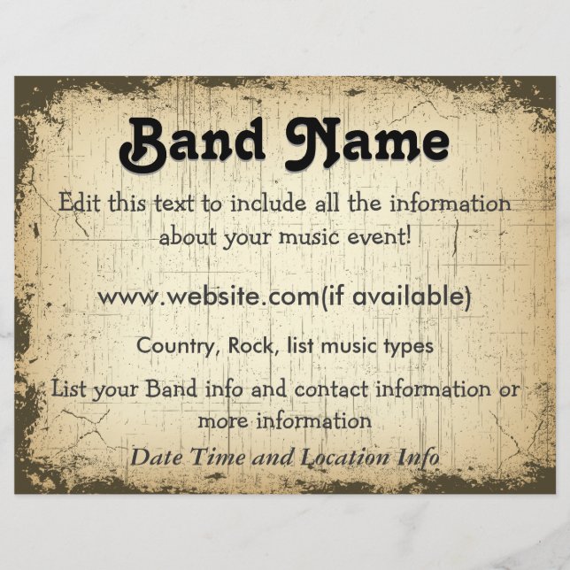 Anpassningsbar Grunge Band Reklamblad (Framsidan)