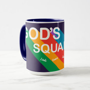 Anpassningsbar Guds fyrkantsfigur Retro Rainbow Sc Mugg