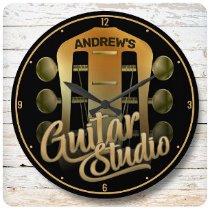 Anpassningsbar Guitarist NAMN Rock musik Guitar St Stor Klocka