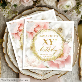 Anpassningsbar Guld 80 Birthday Napkins Boho Chic Pappersservett