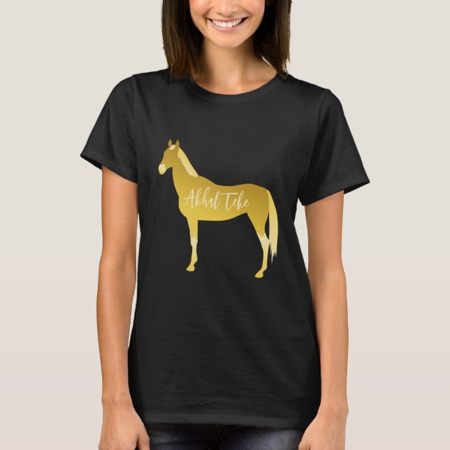 Anpassningsbar Guld Akhal Teke Minimal Cutout Silh T Shirt (Framsida)