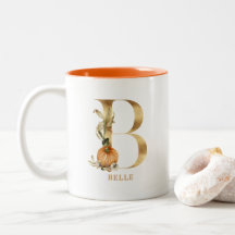 Anpassningsbar Guld Alphabet B Monogram | Blommigt