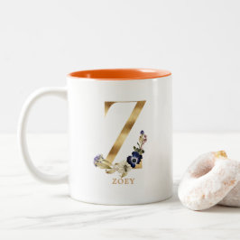 Anpassningsbar Guld Alphabet Z Monogram | Hösten B Två-Tonad Mugg