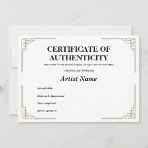 Anpassningsbar Guld Art Deco-certifikatautentiseri Inbjudningar