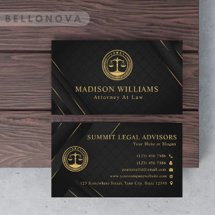 Anpassningsbar Guld Black Classic Monogram Law Off Visitkort