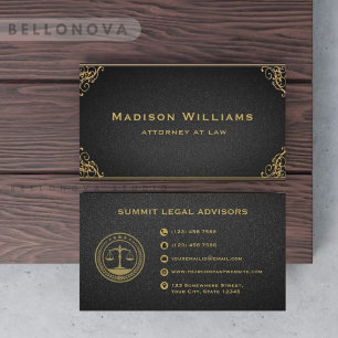 Anpassningsbar Guld Black Grått Monogram Law Offic Visitkort