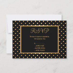 ANPASSNINGSBAR GULD BLACK HEART ELEGANCE TILLFÄLLE OSA KORT