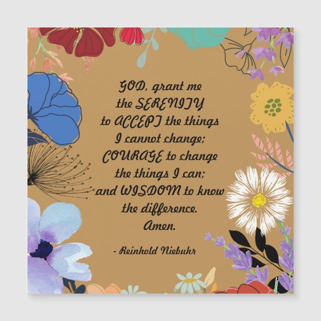 Anpassningsbar Guld Blommigt Serenity Prayer Magne (Framsida)