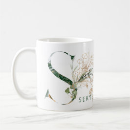 Anpassningsbar Guld Botanical Eucalyptus Monogram  Kaffemugg