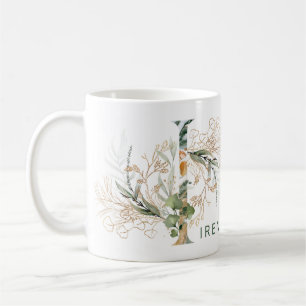 Anpassningsbar Guld Botanical Eucalyptus Monogram  Kaffemugg