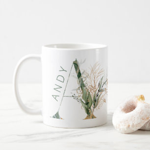 Anpassningsbar Guld botaniska Eucalyptus Monogram Kaffemugg