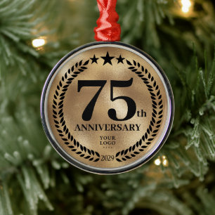 Anpassningsbar Guld Business Årsdag jul i 75:e Julgransprydnad Metall