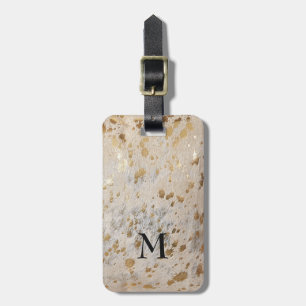 Anpassningsbar Guld Cowhide Monogrammed Skriv ut b Bagagebricka
