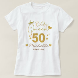Anpassningsbar Guld Glitter 50:e födelsedag drottn T Shirt