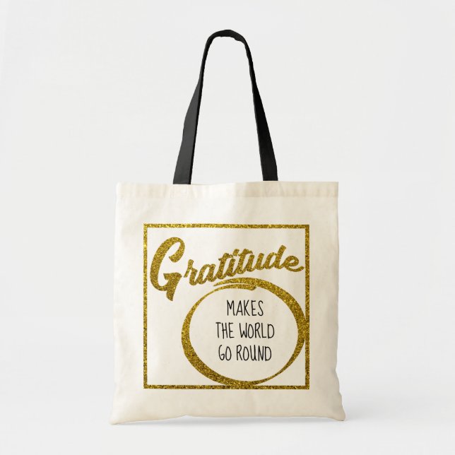 Anpassningsbar Guld Glitter Gratitude Typography R Tygkasse (Framsidan)