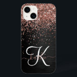 Anpassningsbar Guld Glitter Svarta Gnistran Monogr<br><div class="desc">Anpassa enkelt den här eleganten i trendig med -fodral med söt ro guld mousserande glitter på en svart,  borstad metallisk bakgrund.</div>