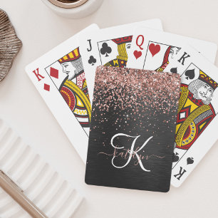 Anpassningsbar Guld Glitter Svarta Gnistran Monogr Casinokort