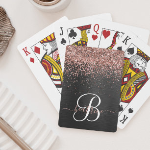 Anpassningsbar Guld Glitter Svarta Gnistran Monogr Casinokort