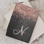 Anpassningsbar Guld Glitter Svarta Gnistran Monogr iPad Mini Skydd<br><div class="desc">Anpassa elegant ipad cover-designen i trendiget enkelt med gnistrande glitter i söt ro guld på en svart,  borstad metallisk bakgrund.</div>