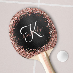 Anpassningsbar Guld Glitter Svarta Gnistran Monogr Pingisracket