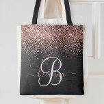 Anpassningsbar Guld Glitter Svarta Gnistran Monogr Tygkasse<br><div class="desc">Anpassa enkelt trendigets elegant till säcksdesignen med söt ro guld mousserande glitter på en svart,  borstad metallisk bakgrund.</div>
