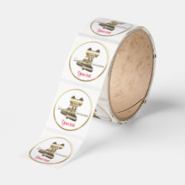 Anpassningsbar Guld God jul Classic Round Sticker Runt Klistermärke