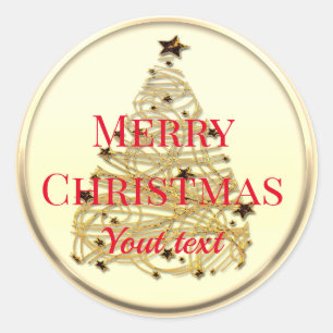 Anpassningsbar Guld God jul Classic Round Sticker Runt Klistermärke