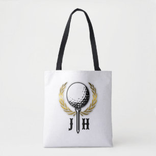Anpassningsbar Guld Golf Monogram Design Tygkasse