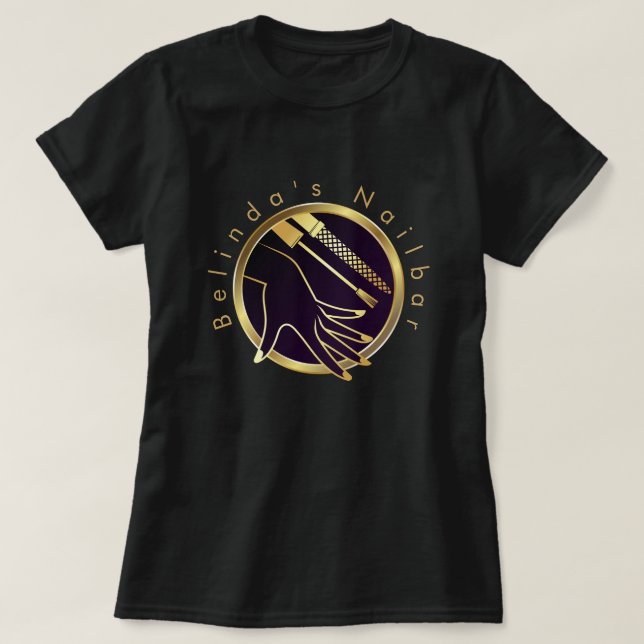 Anpassningsbar Guld hand och Nail Technician T Shirt (Design framsida)