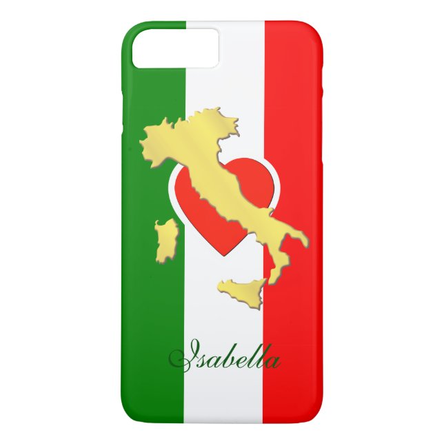 Anpassningsbar Guld Italien Karta Italienska Flagg Case-Mate iPhone Skal (Baksida)