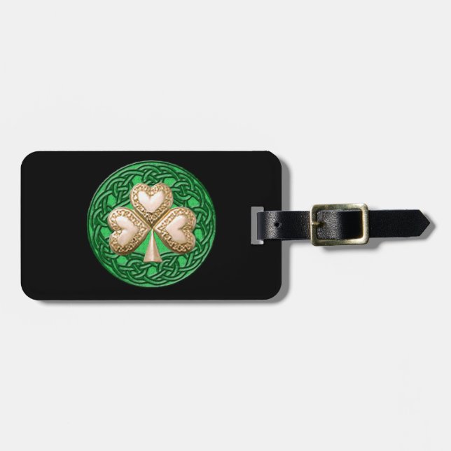 Anpassningsbar Guld Klöver & Celtic Knoge Luggage  Bagagebricka (Horisontell Framsida)